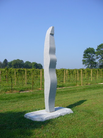 "Viona" stone sculpture in the Vineyards of Buckingham, Pa during the sculpture show.